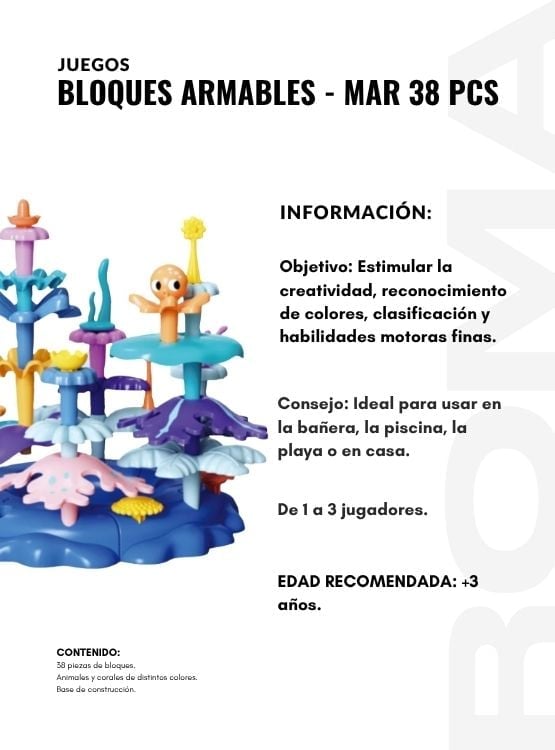 BLOQUES ARMABLES MARINOS 38 PIEZAS JUEGO DIDÁCTICO - 2