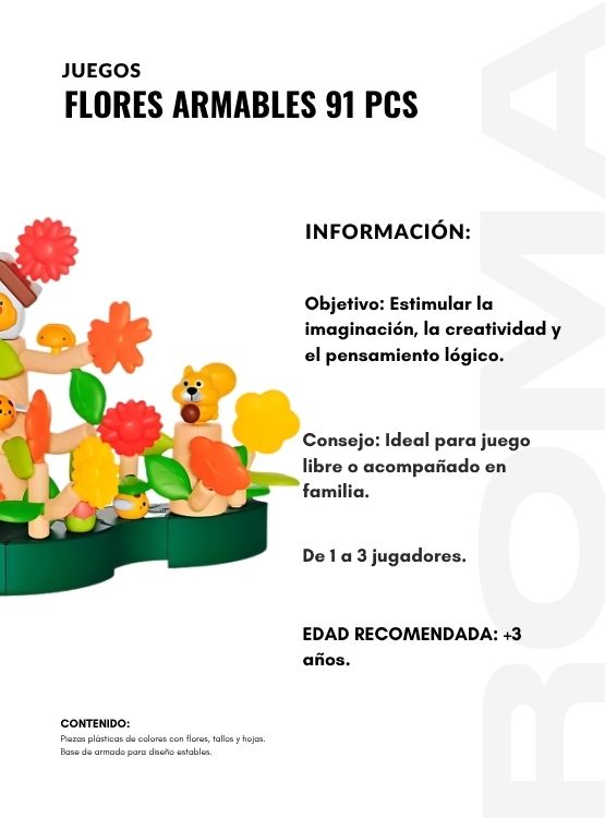 FLORES ARMABLES 91 PIEZAS JUEGO DIDÁCTICO - 2