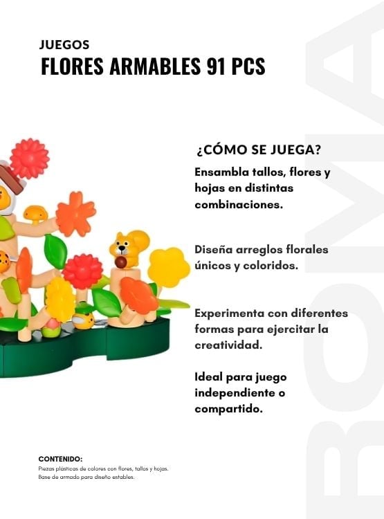 FLORES ARMABLES 91 PIEZAS JUEGO DIDÁCTICO - 3