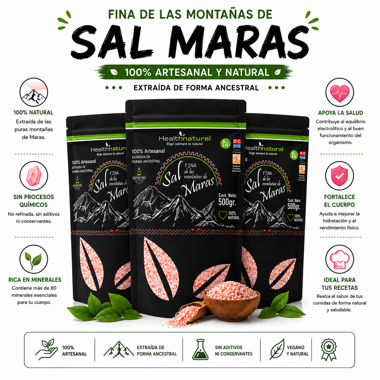 PACK 3 SAL DE MARAS FINA 500G HEALTHNATURAL - 1