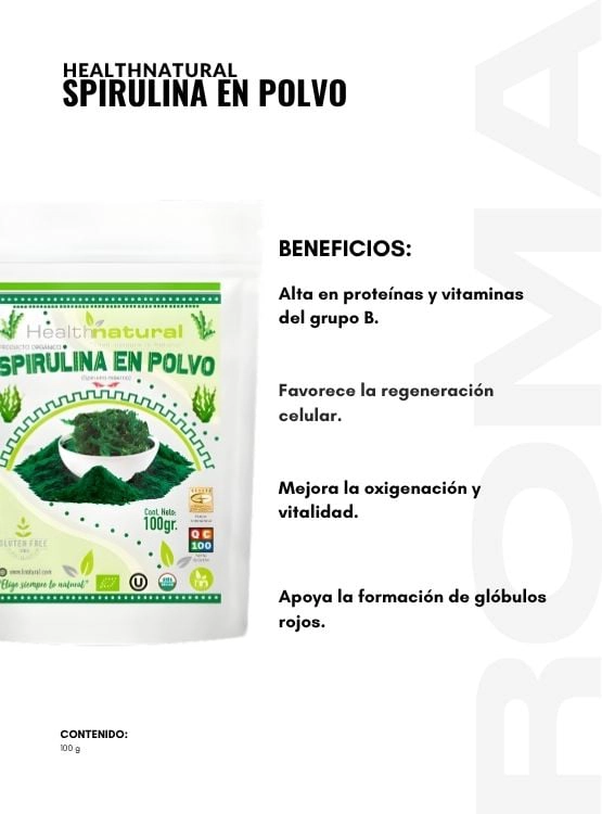 SPIRULINA EN POLVO 100G HEALTHNATURAL - 2
