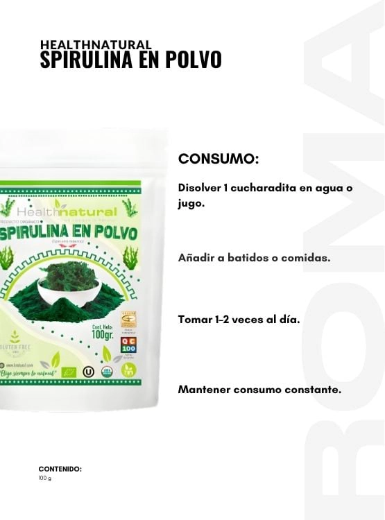 SPIRULINA EN POLVO 100G HEALTHNATURAL - 3