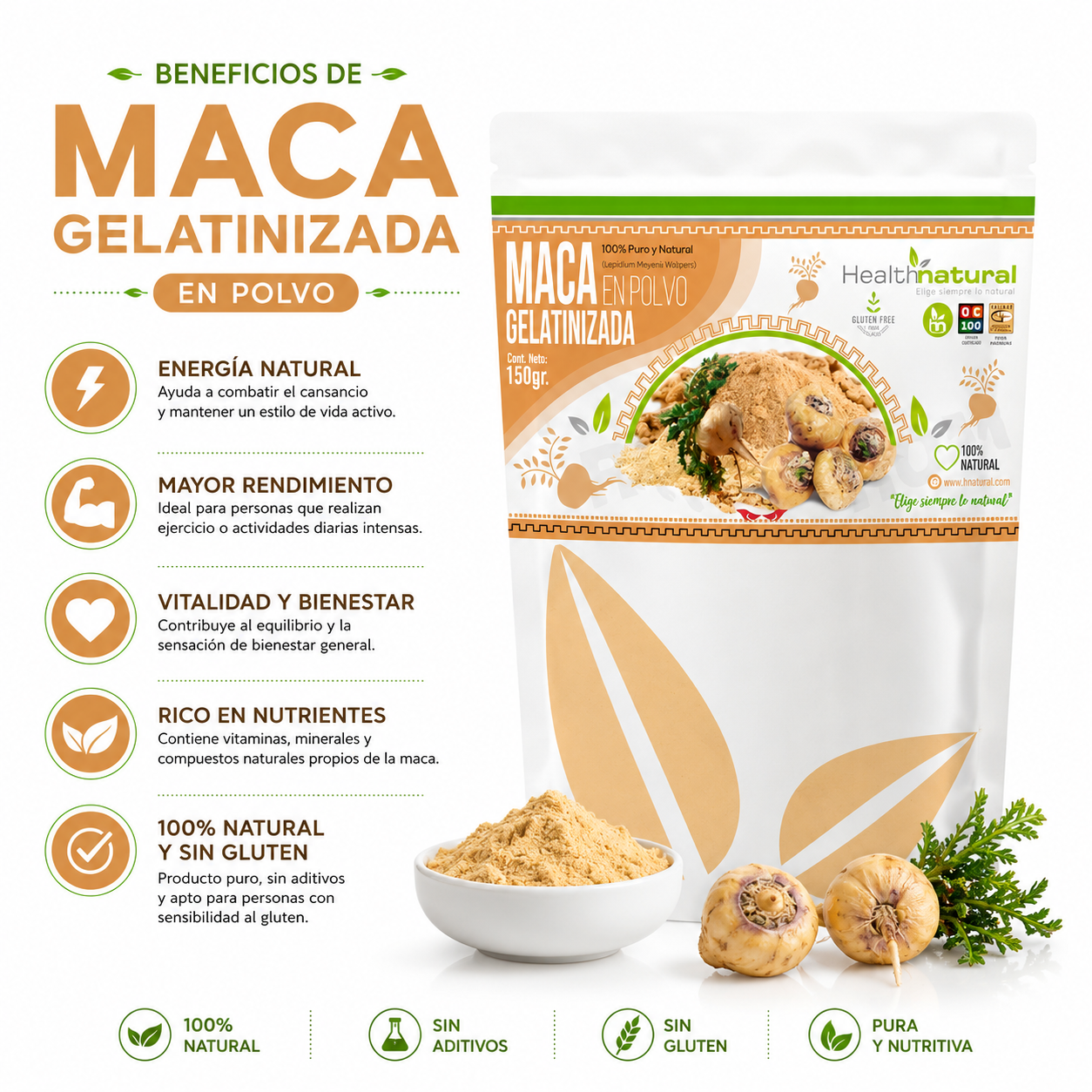 PACK 2 MACA GELATINIZADA EN POLVO 150G HEALTHNATURAL - 2