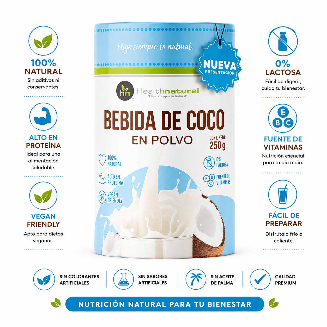 BEBIDA DE COCO EN POLVO 250G HEALTHNATURAL - 2