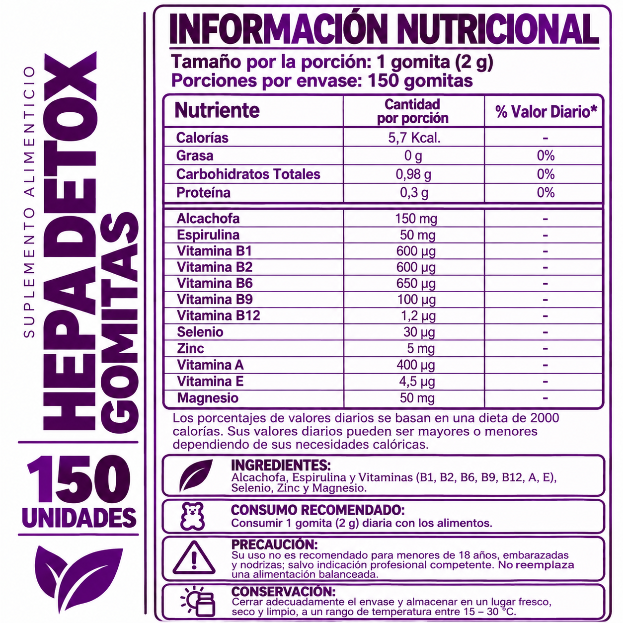 PACK 2 GOMITAS HEPA DETOX PARA ADULTOS 150 GOMITAS SOTTCOR LABS - 2