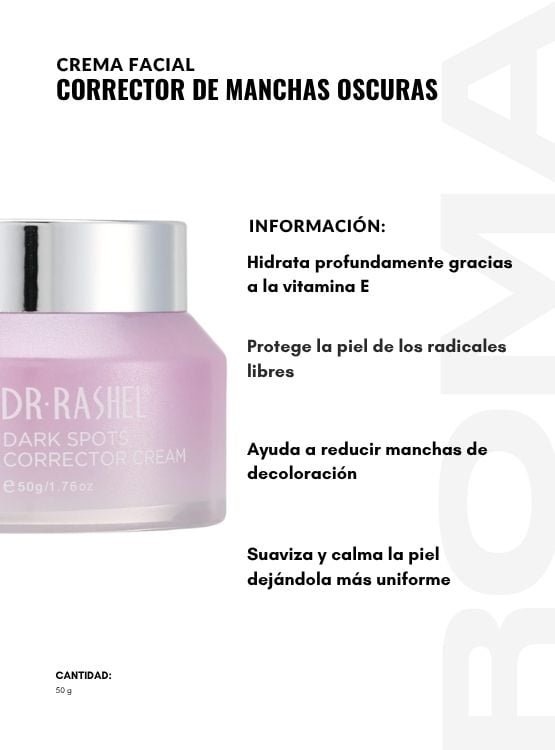PACK 2 CREMA FACIAL CORRECTOR DE MANCHAS OSCURAS 50G DR RASHEL - 2