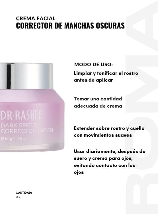 PACK 2 CREMA FACIAL CORRECTOR DE MANCHAS OSCURAS 50G DR RASHEL - 3