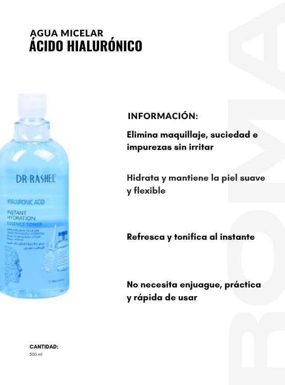 AGUA MICELAR ÁCIDO HIALURÓNICO 500ML DR RASHEL - 2