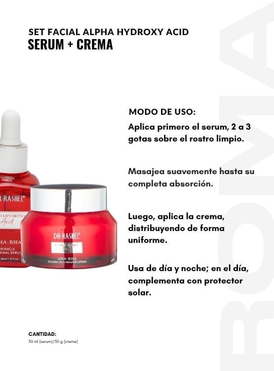 SET FACIAL ALPHA HYDROXY ACID SERUM Y CREMA DR RASHEL - 3