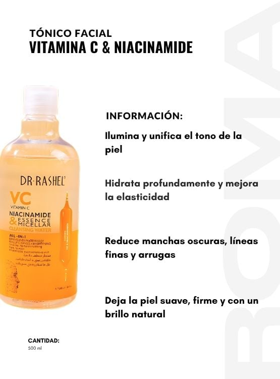PACK 2 TÓNICO FACIAL VITAMINA C Y NIACINAMIDE 500ML DR RASHEL - 2