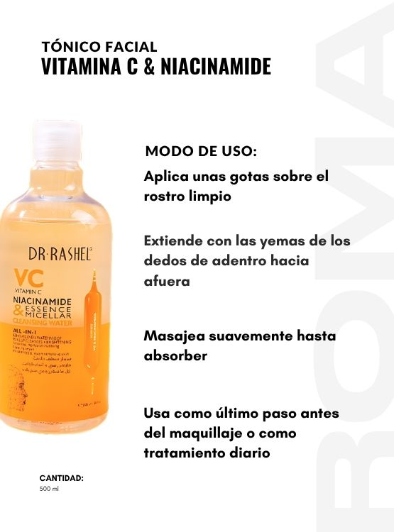 PACK 2 TÓNICO FACIAL VITAMINA C Y NIACINAMIDE 500ML DR RASHEL - 3