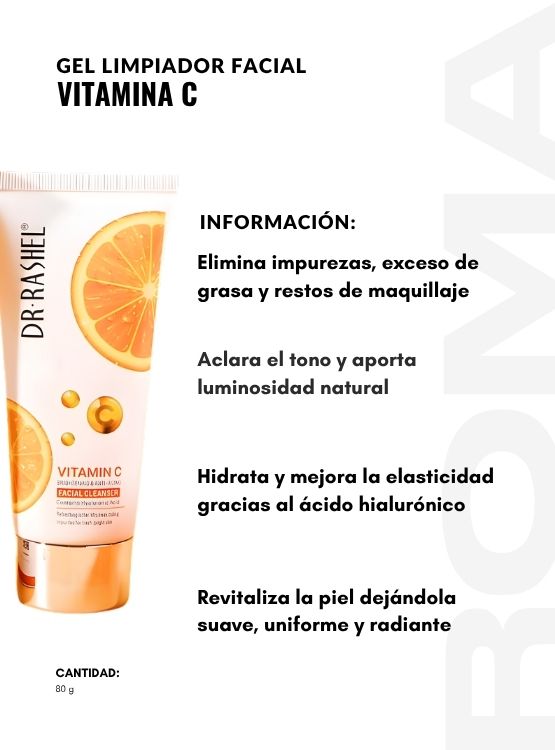 PACK 3 GEL LIMPIADORA FACIAL VITAMINA C 80G DR RASHEL - 2
