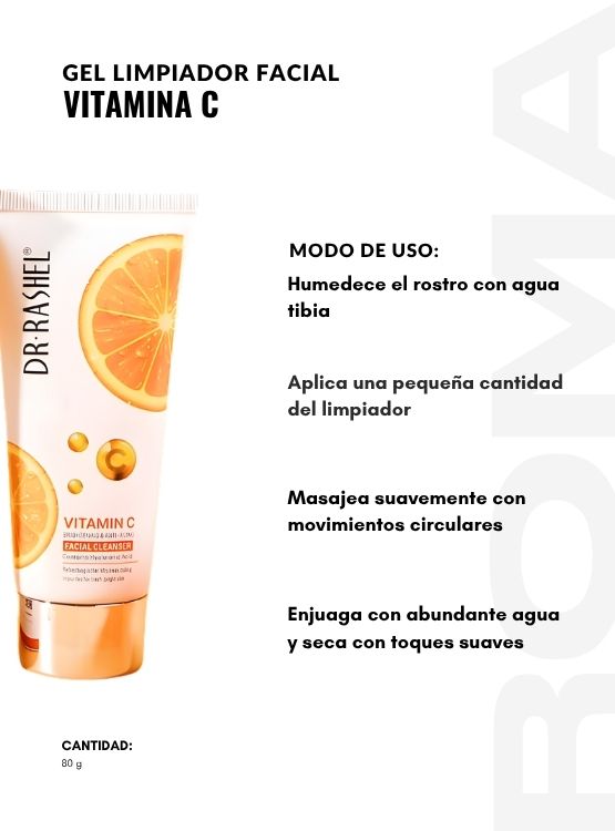PACK 3 GEL LIMPIADORA FACIAL VITAMINA C 80G DR RASHEL - 3