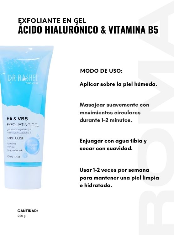 PACK 2 EXFOLIANTE EN GEL ÁC. HIALURÓNICO Y VITAMINA B5 220G DR RASHEL - 3