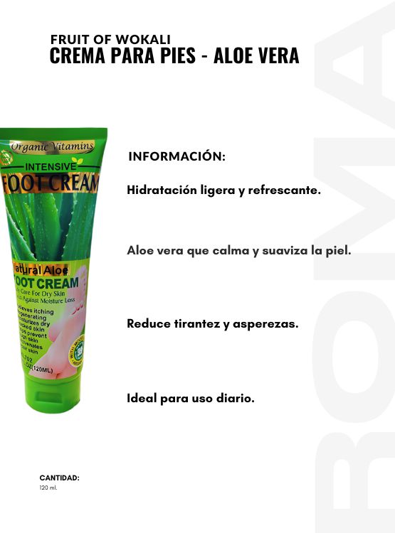 PACK 2 CREMA PARA PIES ALOE VERA 120ML WOKALI - 2
