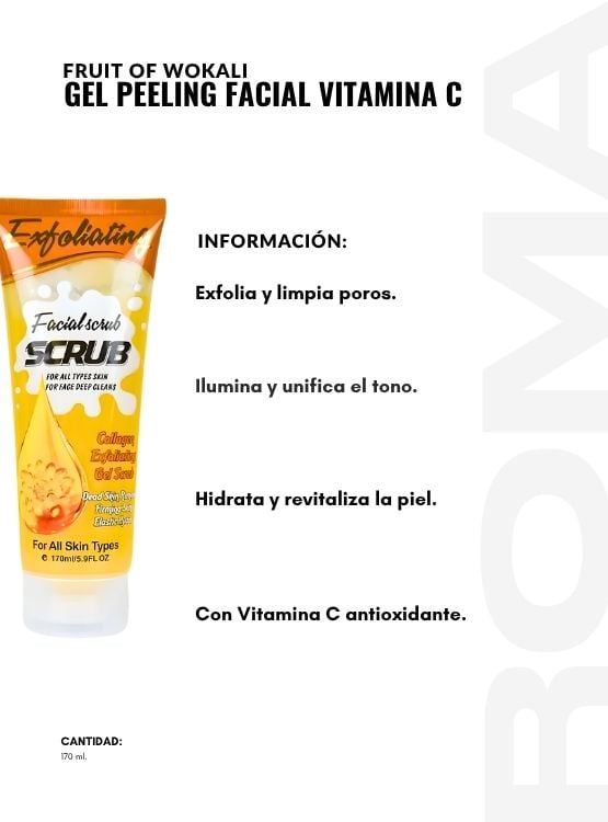 GEL PEELING FACIAL VITAMINA C 170ML WOKALI - 2