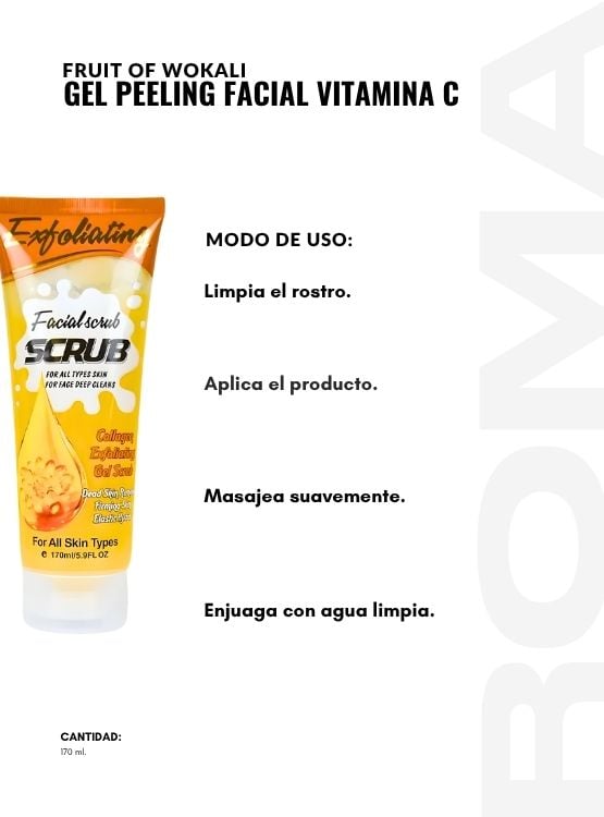 GEL PEELING FACIAL VITAMINA C 170ML WOKALI - 3