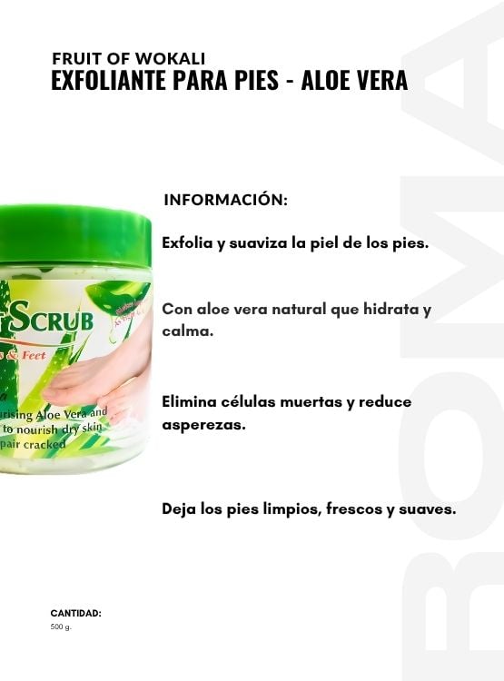 EXFOLIANTE PARA PIES ALOE VERA 500G WOKALI - 2