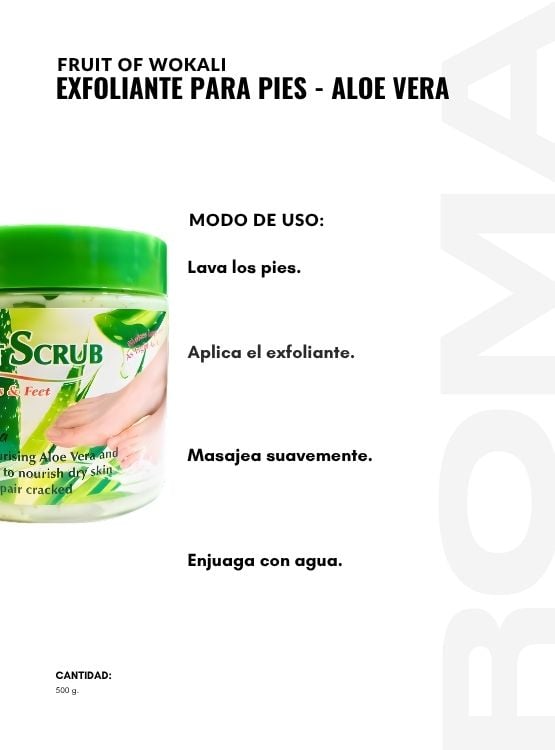 EXFOLIANTE PARA PIES ALOE VERA 500G WOKALI - 3