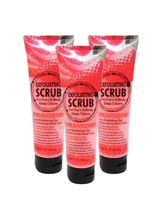 PACK 3 EXFOLIANTE FACIAL Y CORPORAL FRESA 320ML WOKALI - 1
