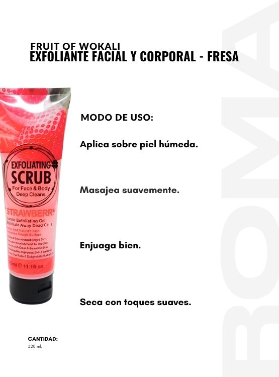 PACK 3 EXFOLIANTE FACIAL Y CORPORAL FRESA 320ML WOKALI - 3