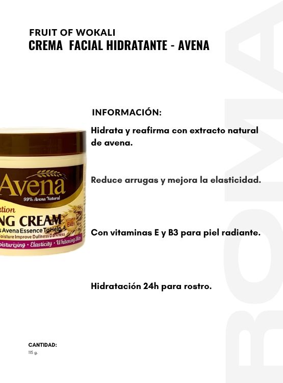 PACK 3 CREMA FACIAL HIDRATANTE AVENA 115G WOKALI - 2