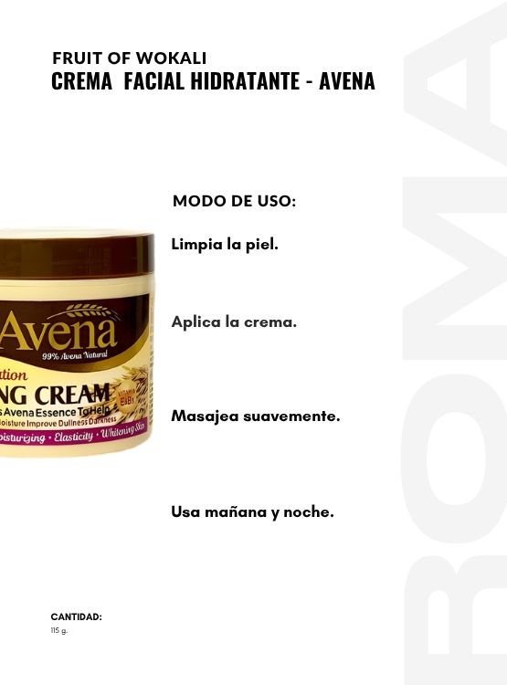 PACK 3 CREMA FACIAL HIDRATANTE AVENA 115G WOKALI - 3