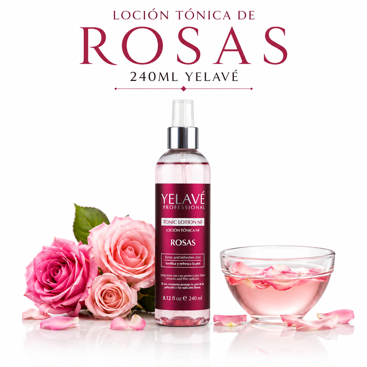 LOCIÓN TÓNICA DE ROSAS 240ML YELAVÉ - 1