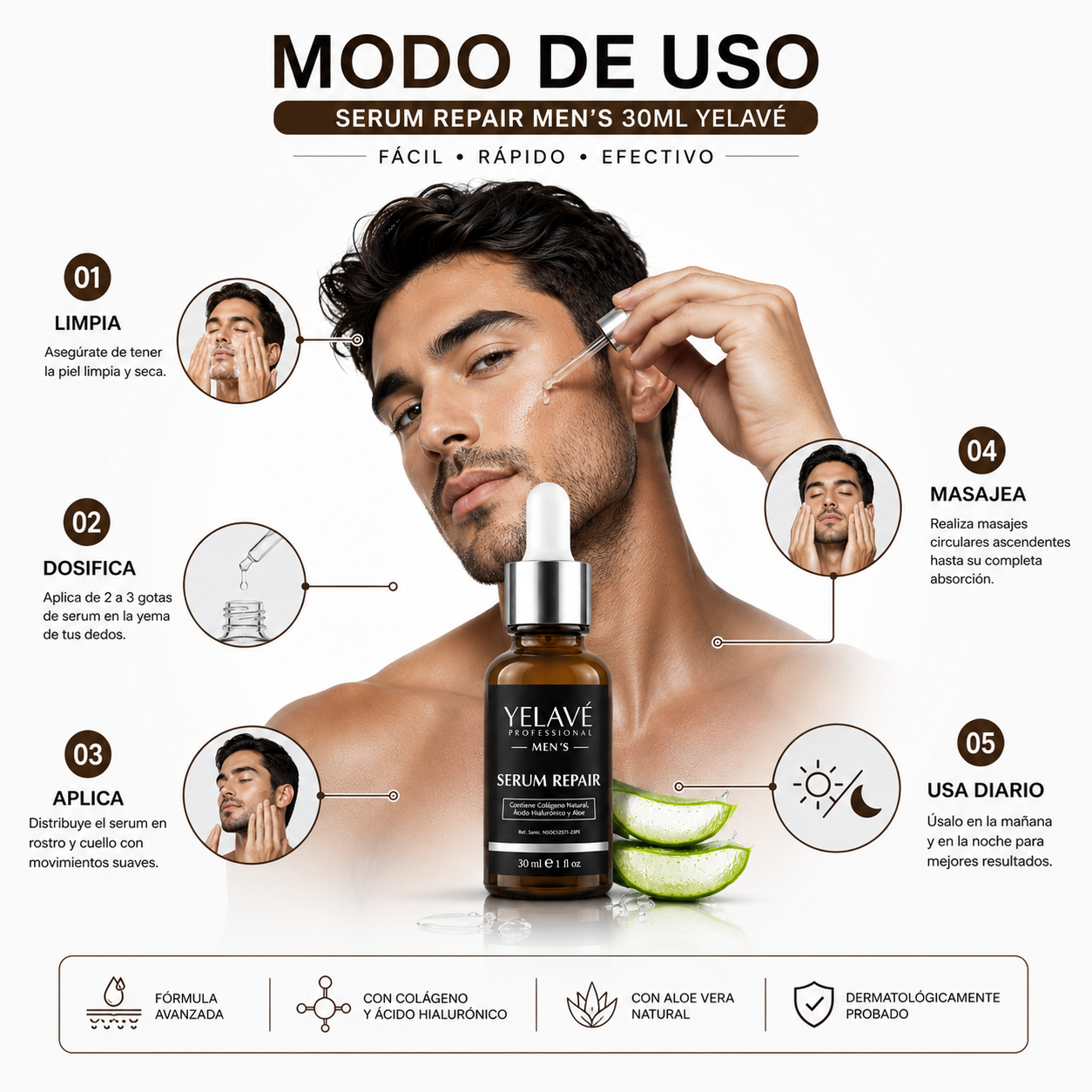 SERUM REPAIR MEN`S 30ML YELAVÉ - 3