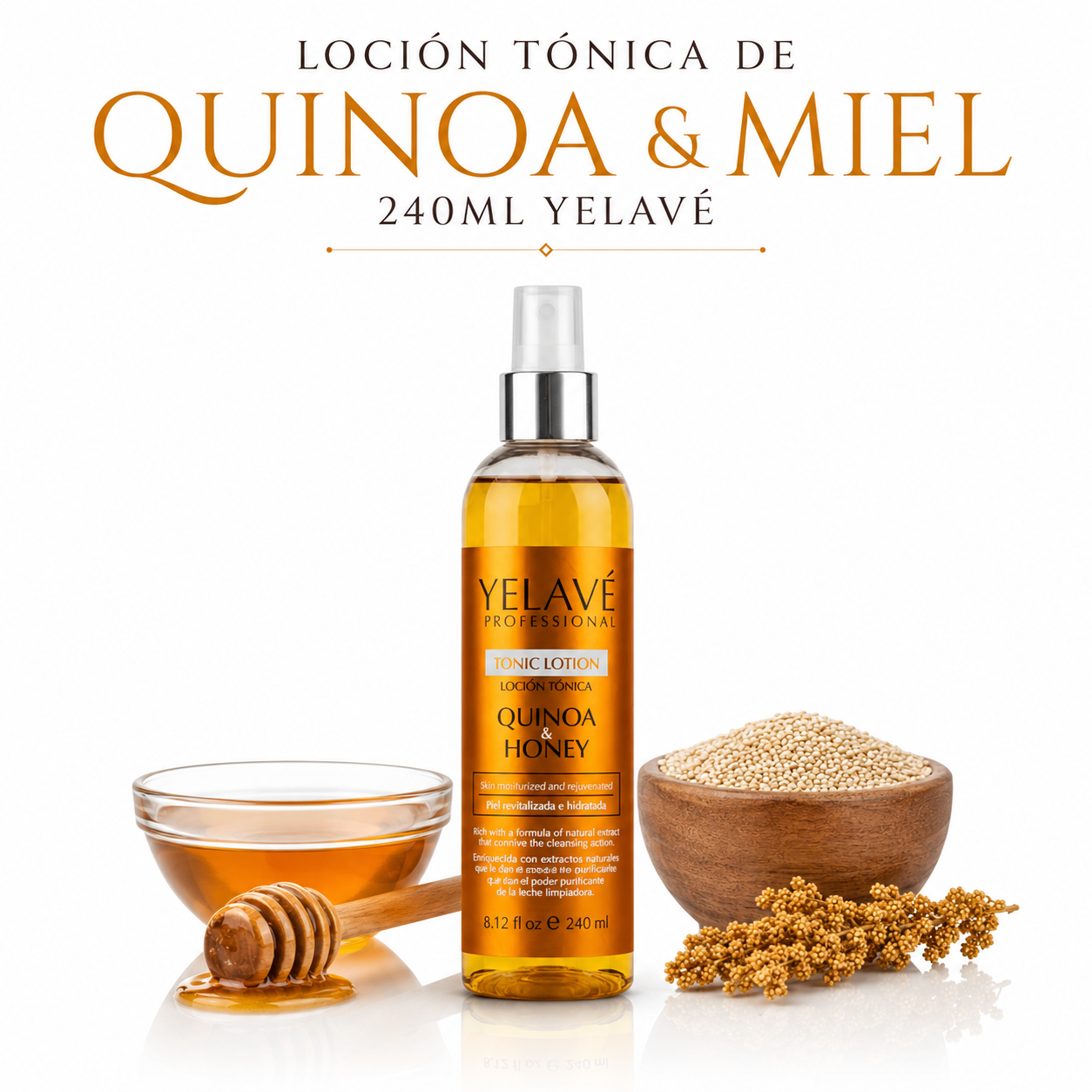 LOCIÓN TÓNICA DE QUINOA Y MIEL 240ML YELAVÉ - 1