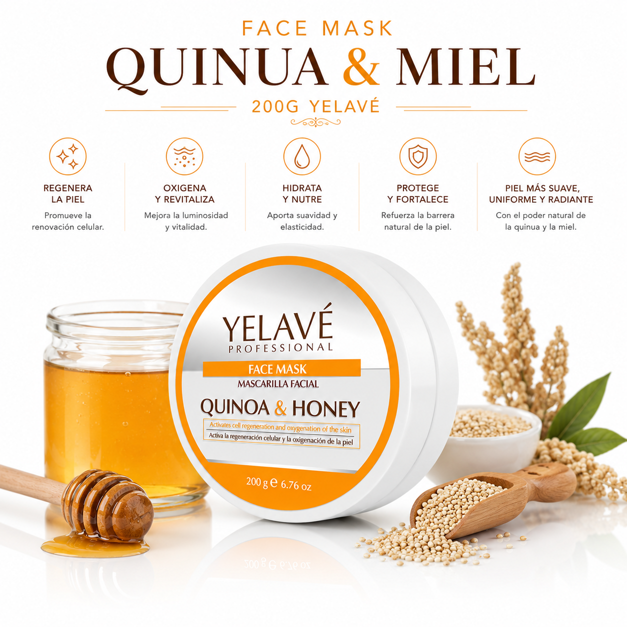 FACE MASK QUINUA Y MIEL 200G YELAVÉ - 1