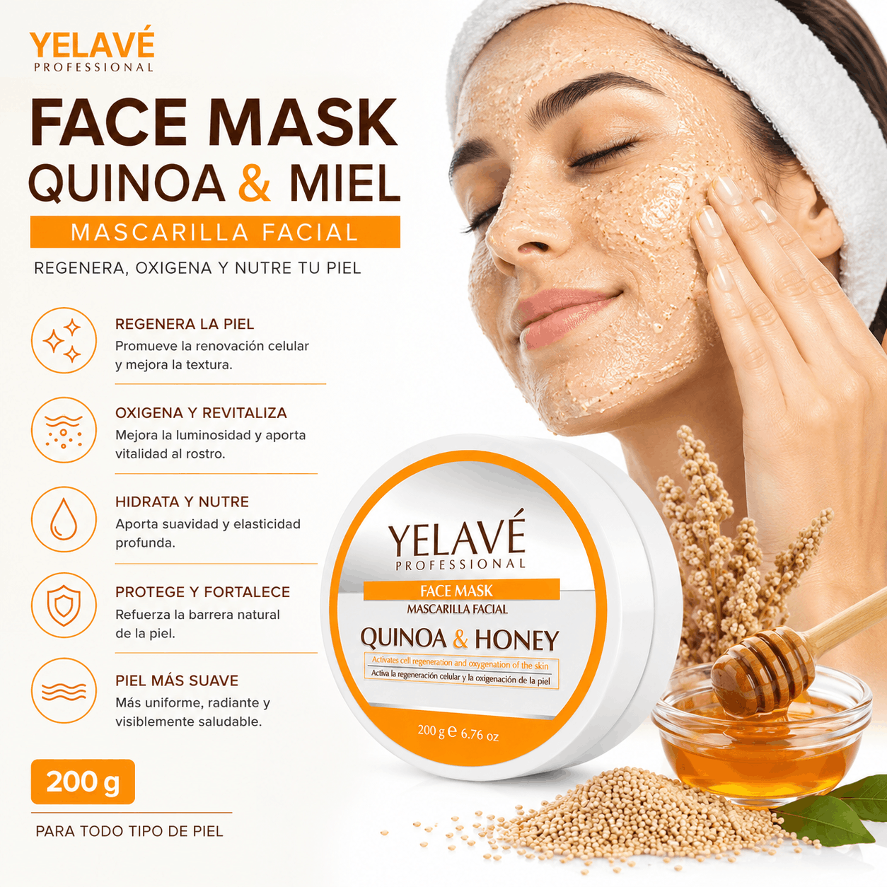 FACE MASK QUINUA Y MIEL 200G YELAVÉ - 2