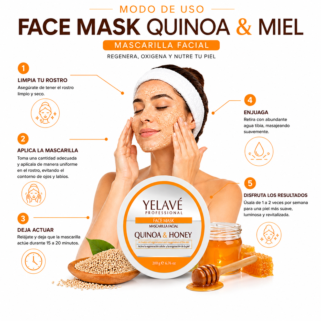 FACE MASK QUINUA Y MIEL 200G YELAVÉ - 3