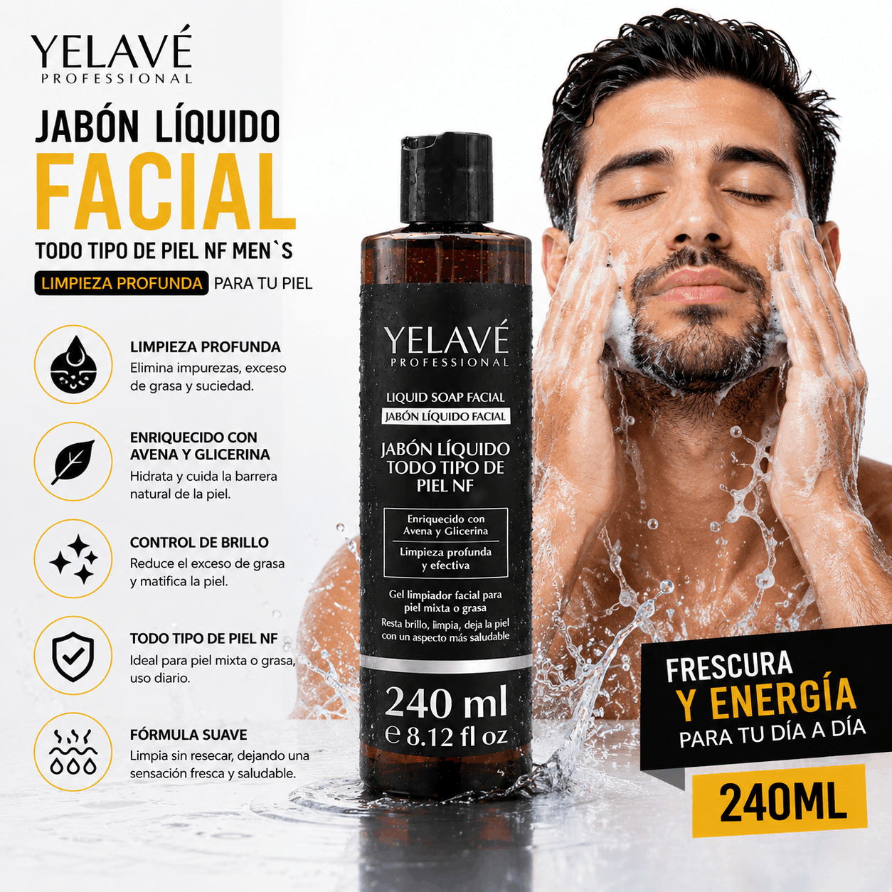 JABÓN LÍQUIDO TODO TIPO DE PIEL NF MEN`S 240ML YELAVÉ - 2