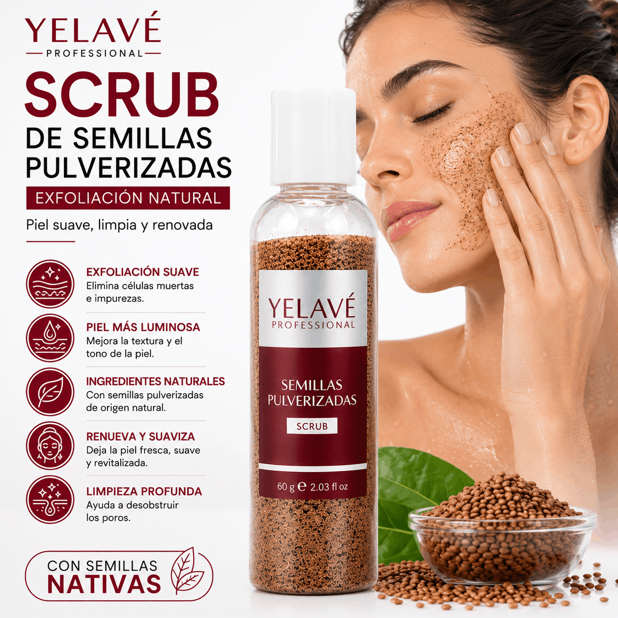SCRUB DE SEMILLAS PULVERIZADAS 60G YELAVÉ - 2