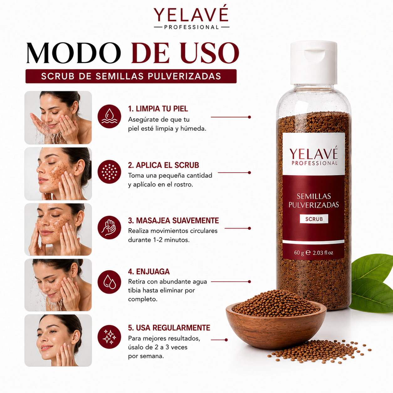 SCRUB DE SEMILLAS PULVERIZADAS 60G YELAVÉ - 3