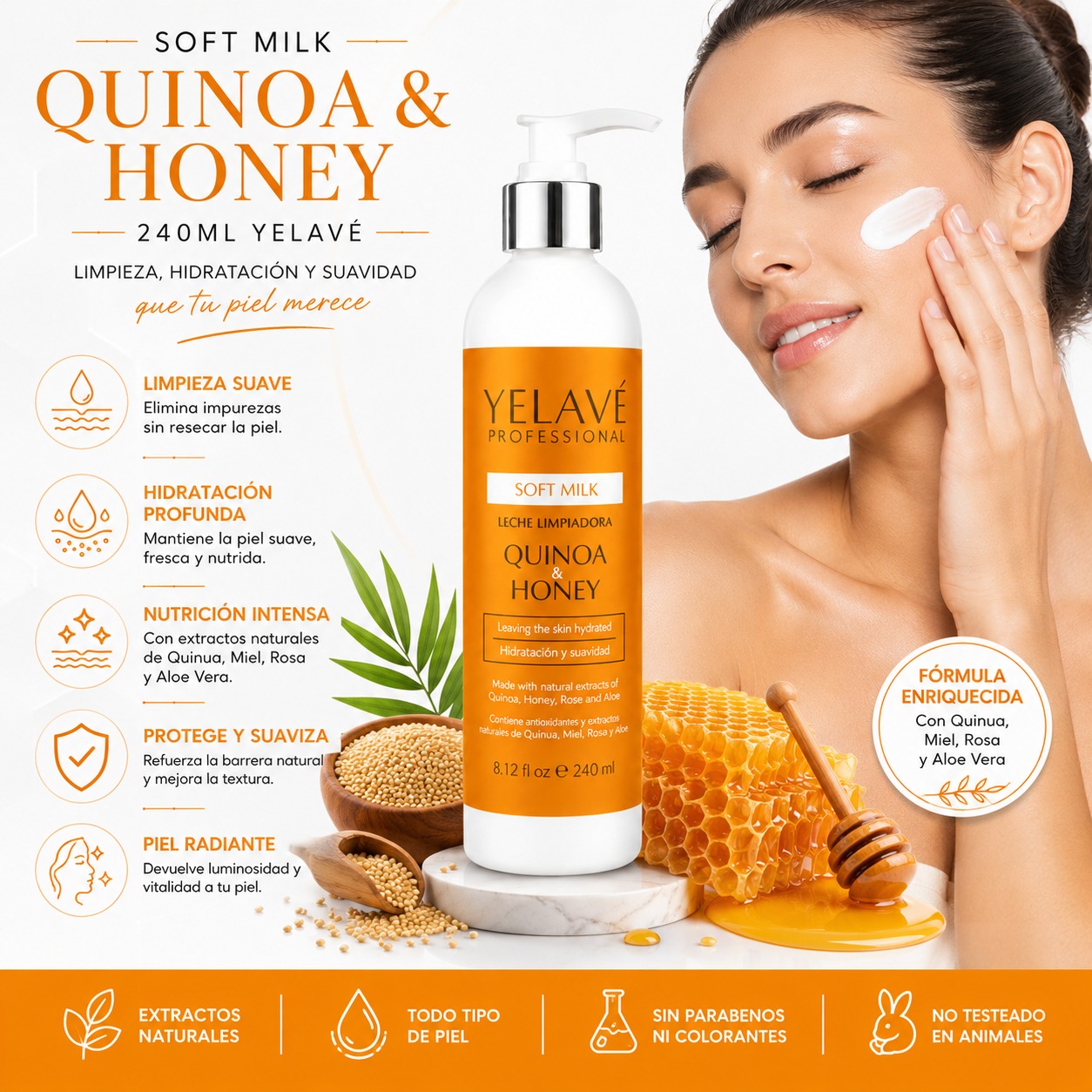 SOFT MILK QUINOA Y HONEY 240ML YELAVÉ - 2