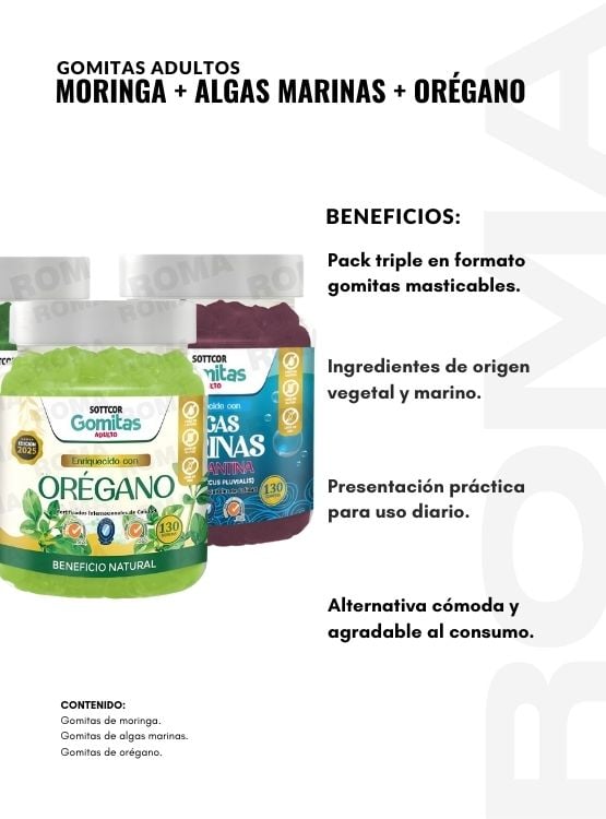 PACK 3 GOMITAS MORINGA + ALGAS MARINAS + ORÉGANO SOTTCOR - 2