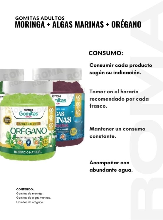 PACK 3 GOMITAS MORINGA + ALGAS MARINAS + ORÉGANO SOTTCOR - 3