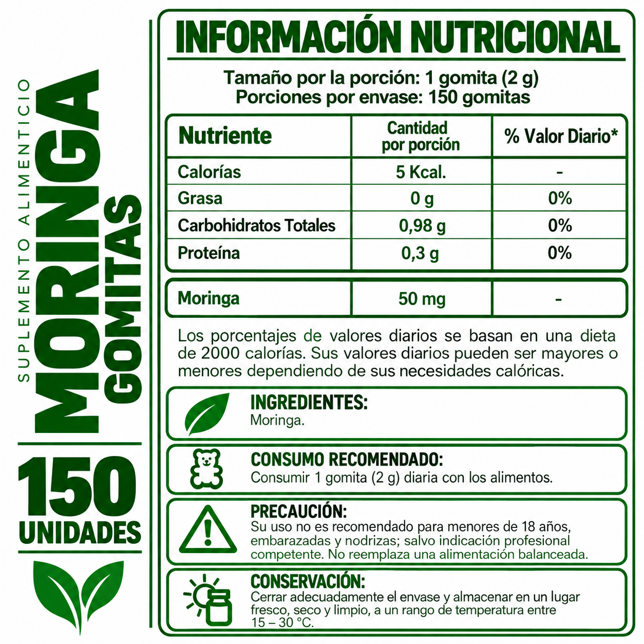PACK 3 GOMITAS DE MORINGA PARA ADULTOS 450 GOMITAS SOTTCOR LABS - 2