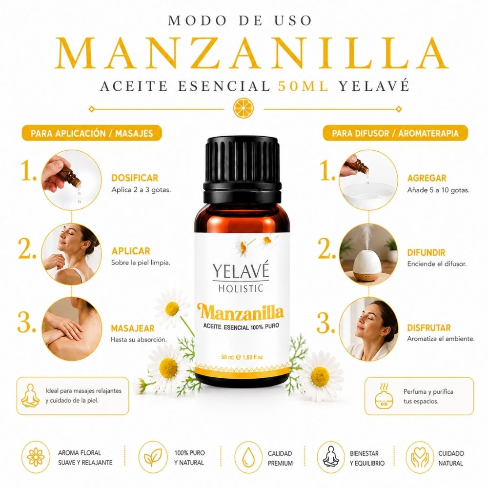 ACEITE ESENCIAL MANZANILLA 50ML YELAVÉ - 3