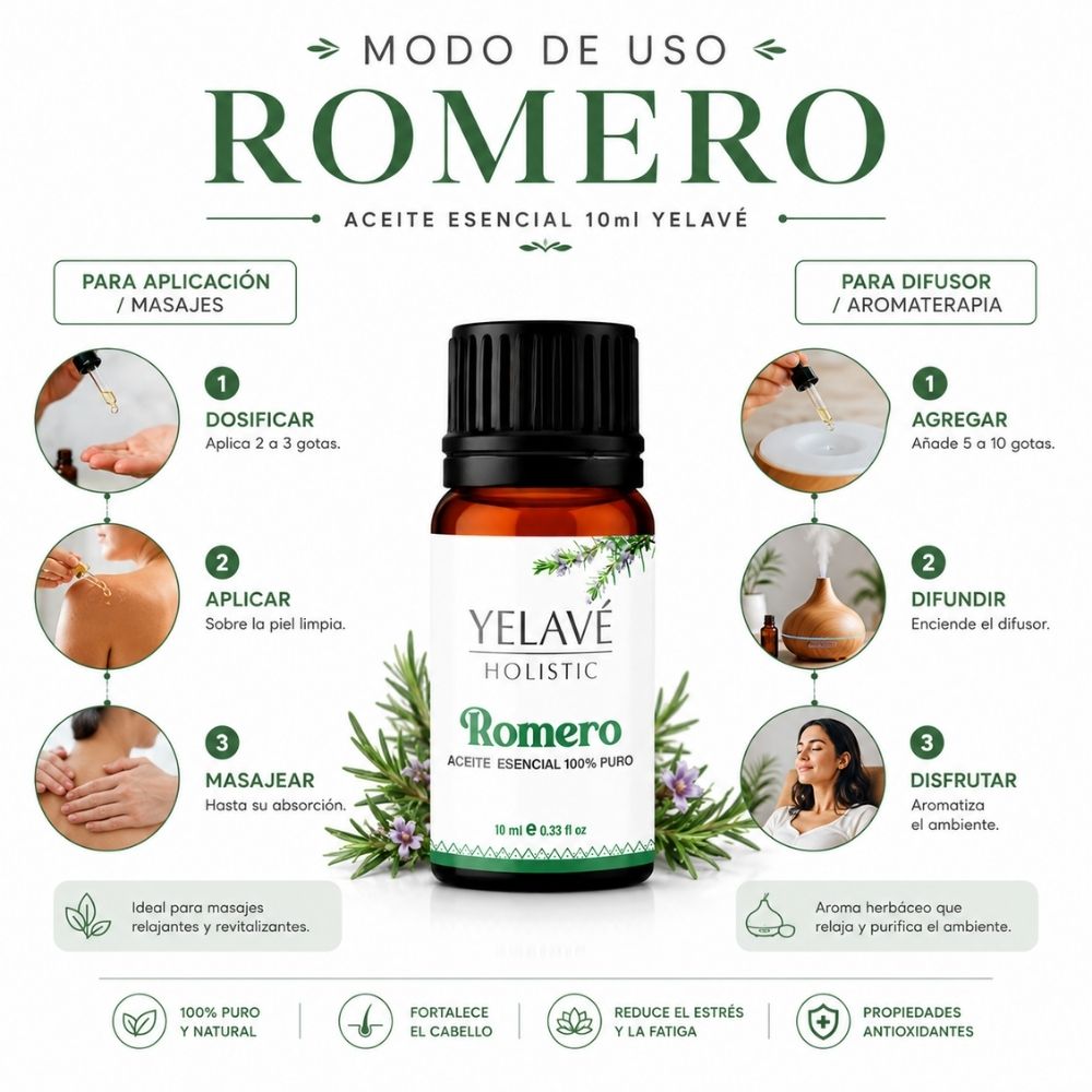 ACEITE ESENCIAL ROMERO 10ML YELAVÉ - 3