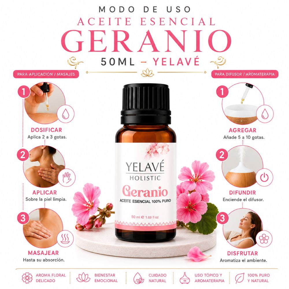 ACEITE ESENCIAL GERANIO 50ML YELAVÉ - 3