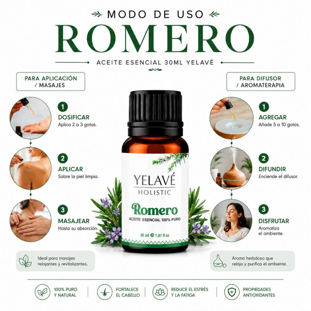 ACEITE ESENCIAL ROMERO 30ML YELAVÉ - 3