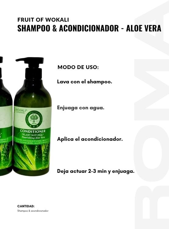 SHAMPOO Y ACONDICIONADOR ALOE VERA 550ML WOKALI - 3