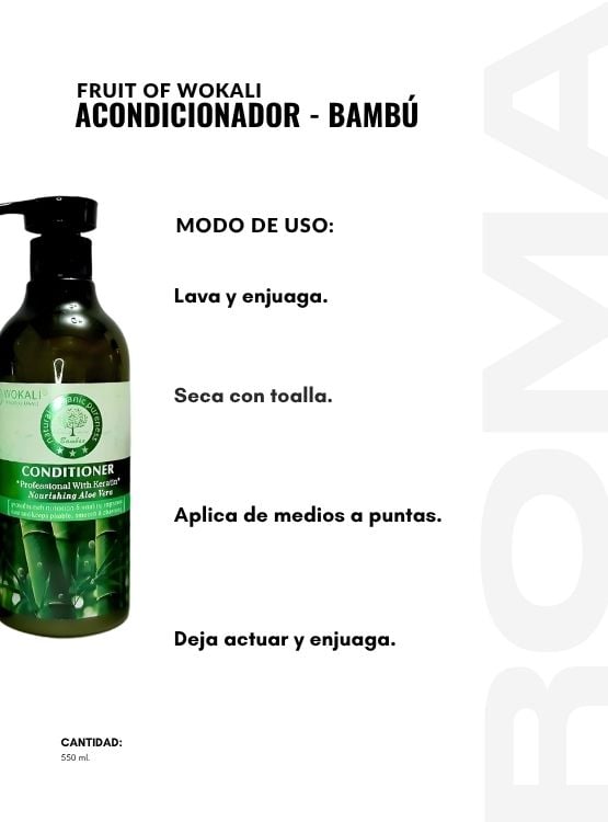 PACK 2 ACONDICIONADOR DE BAMBÚ 550ML WOKALI - 3