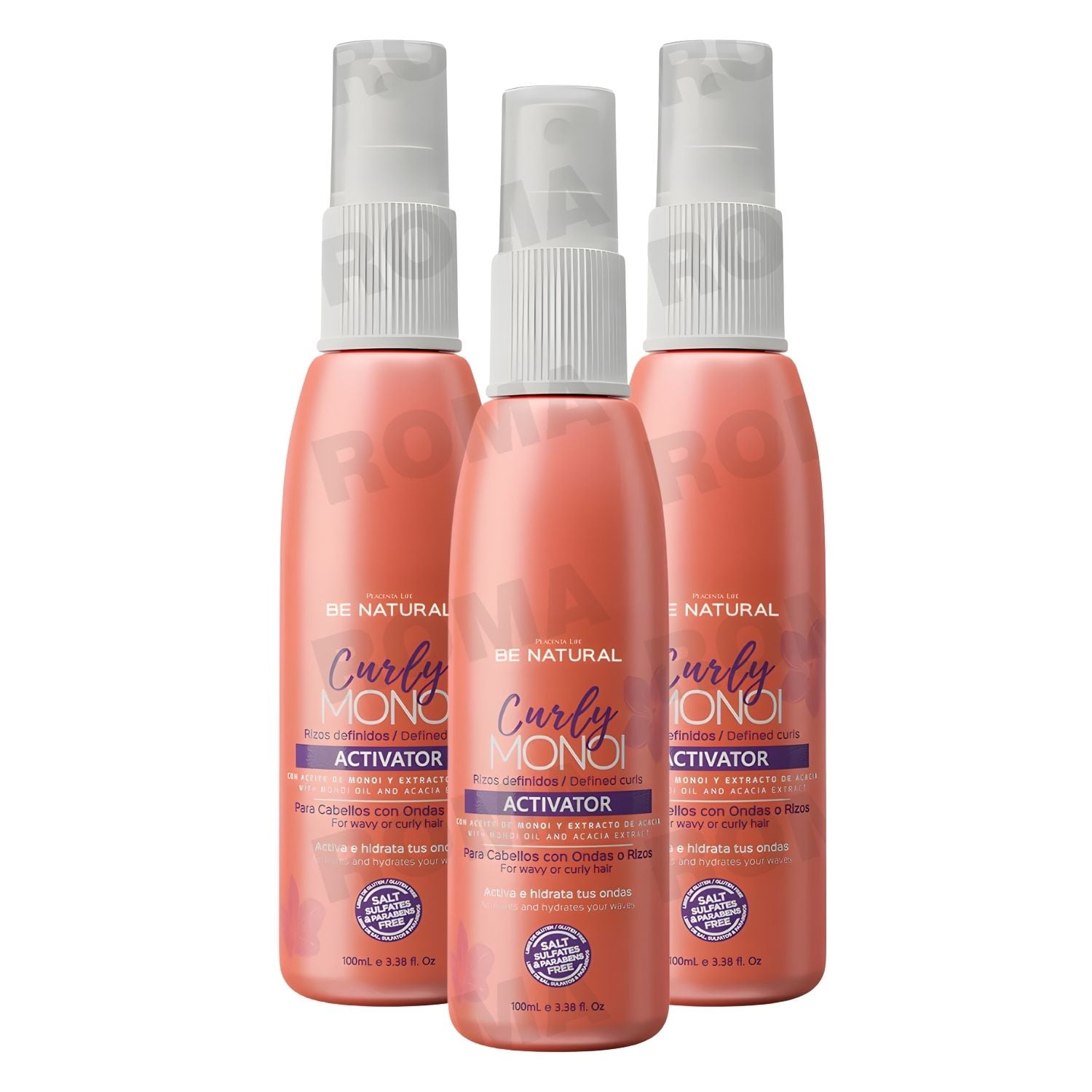 PACK 3 CURLY MONOI ACTIVADOR DE RIZOS 100ML PLACENTA LIFE - 1