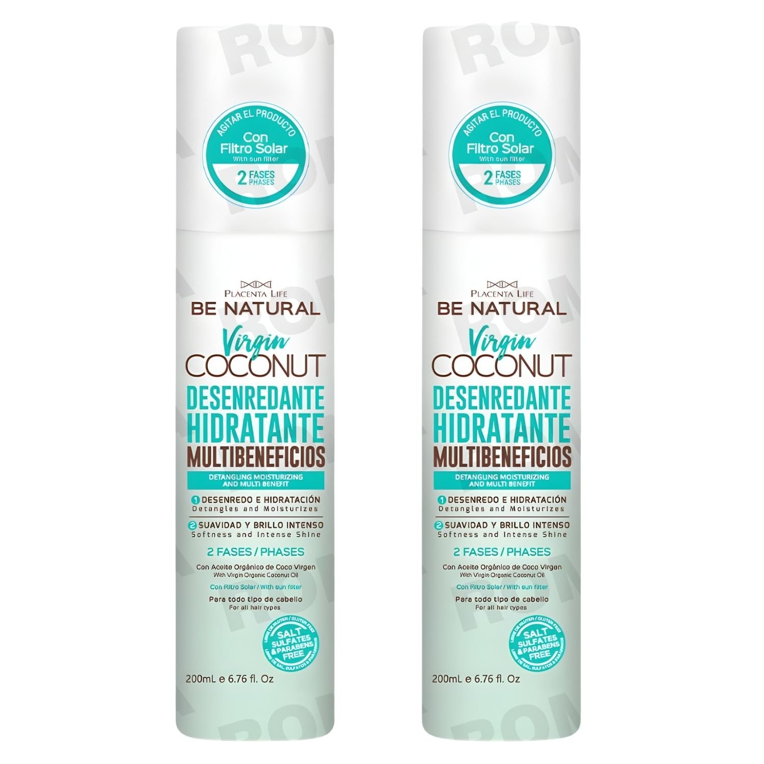 PACK 2 DESENREDANTE VIRGEN COCONUT 200ML PLACENTA LIFE - 1