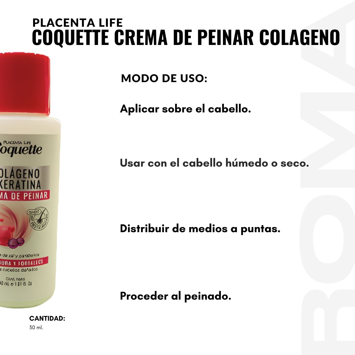 PACK 2 COQUETTE CREMA DE PEINAR COLAGENO 30ML PLACENTA LIFE - 3
