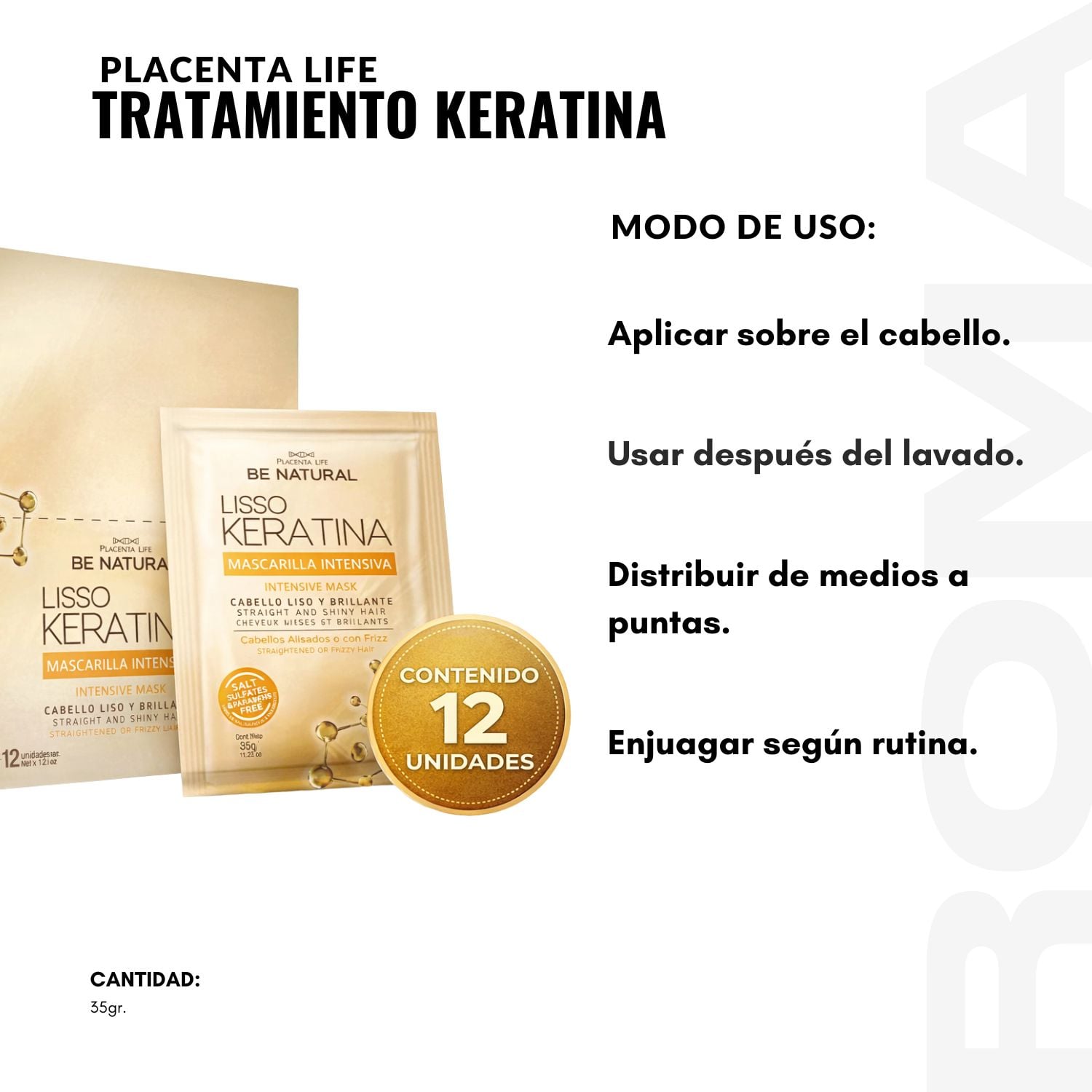 TRATAMIENTO LISSO KERATINA 50ML PLACENTA LIFE - 3